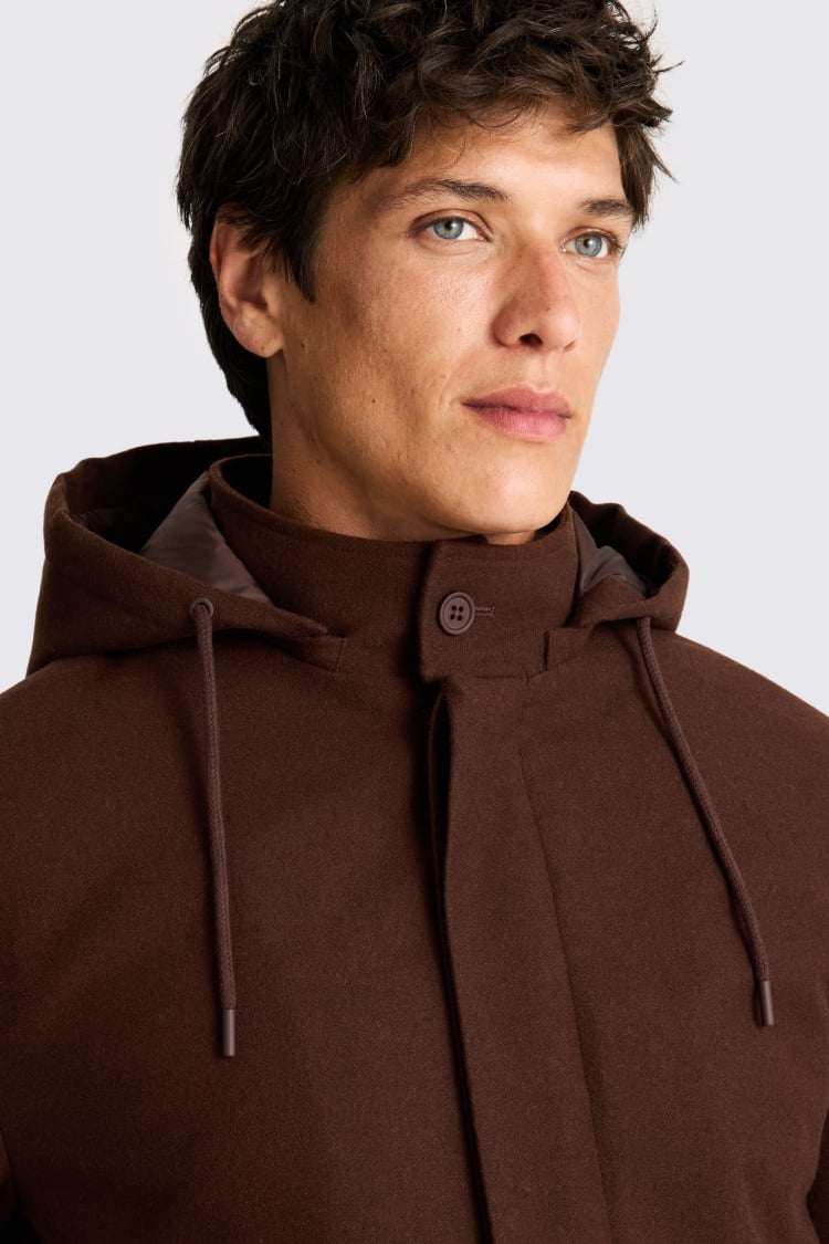 Dark Chestnut Wool Parka 