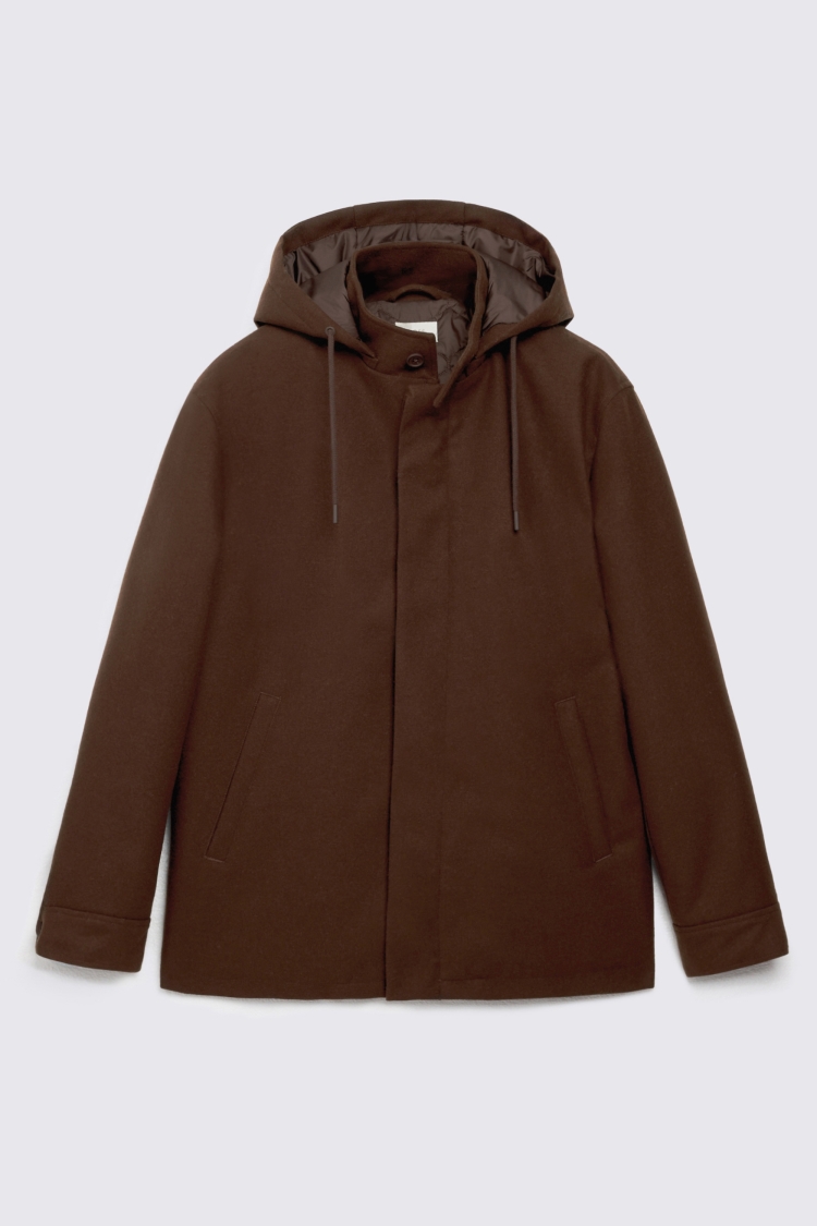 Dark Chestnut Wool Parka 
