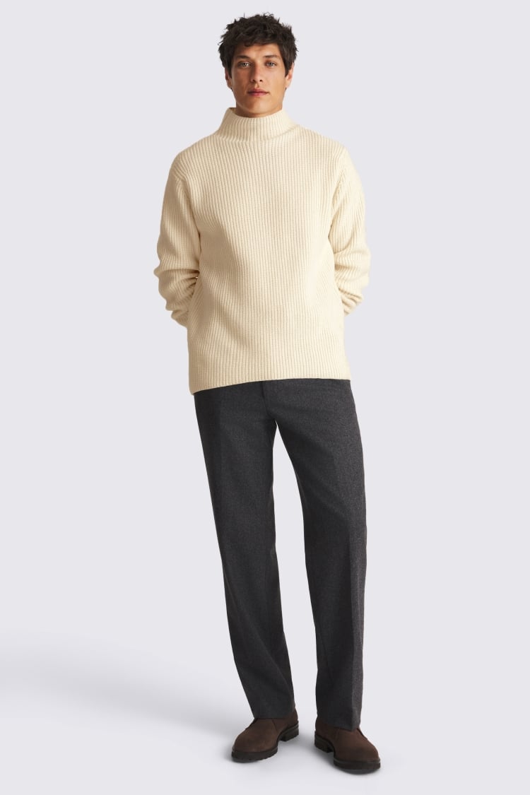 Ecru Oversized Funnel Neck