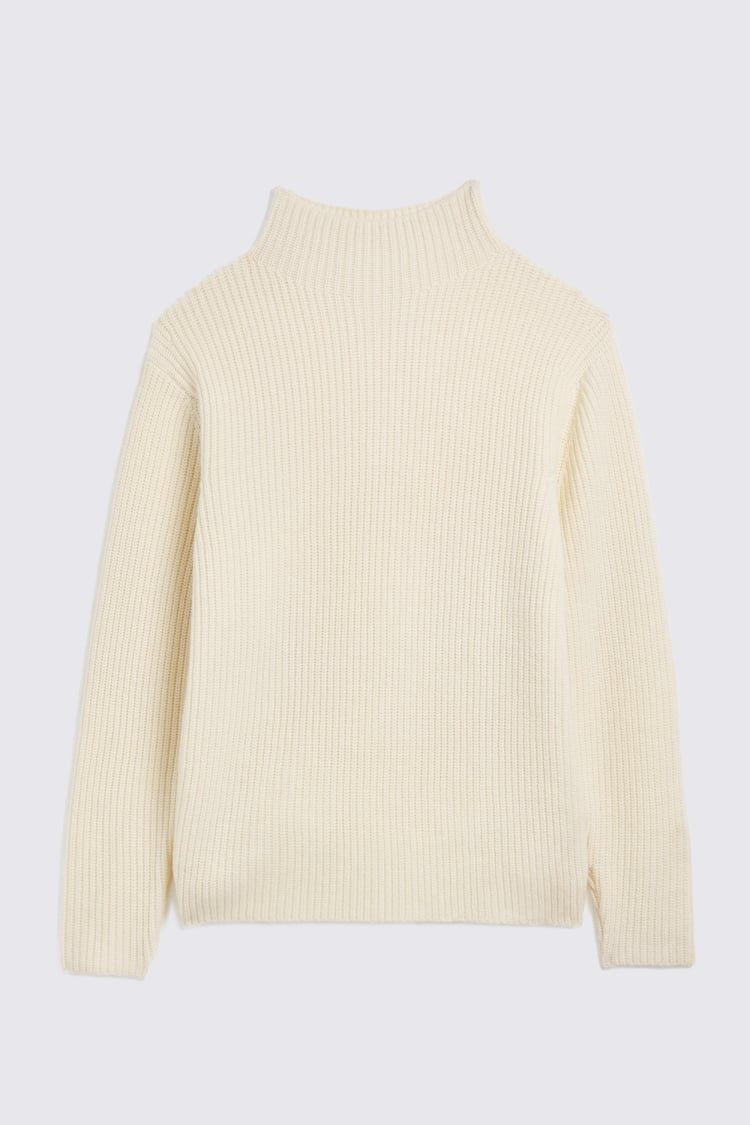 Ecru Oversized Funnel Neck