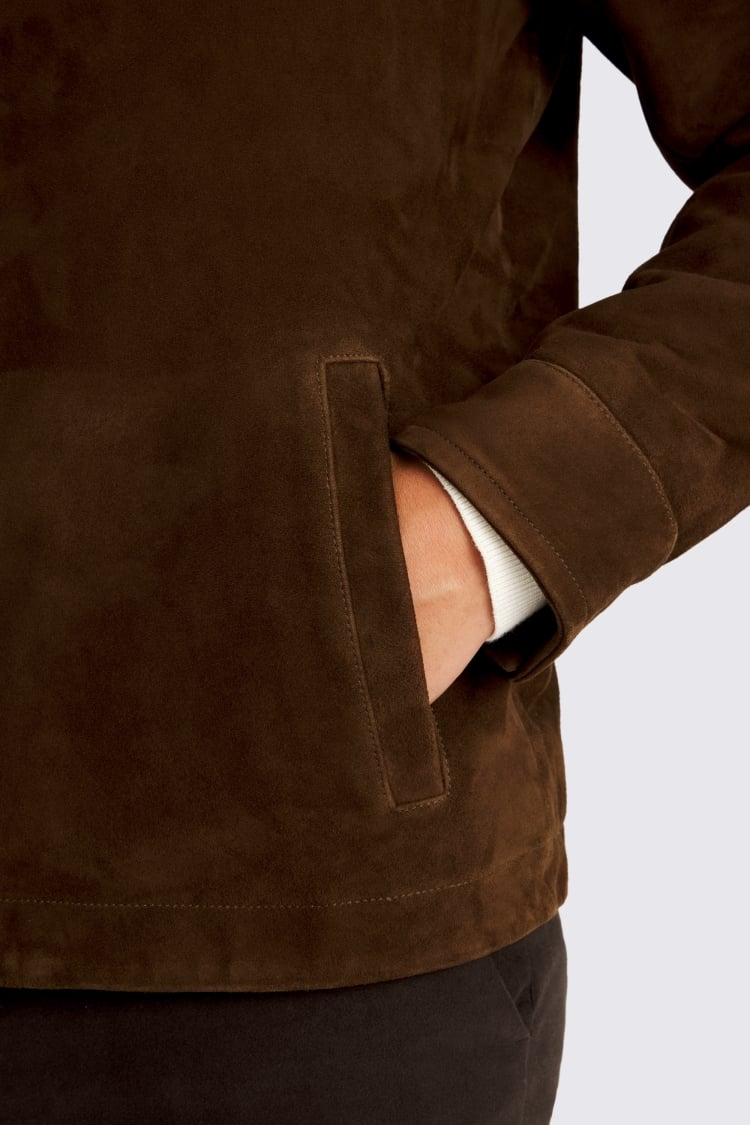 Dark Chestnut Suede Zip Jacket