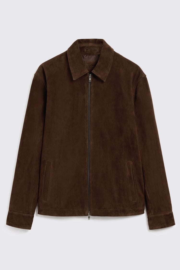 Dark Chestnut Suede Zip Jacket