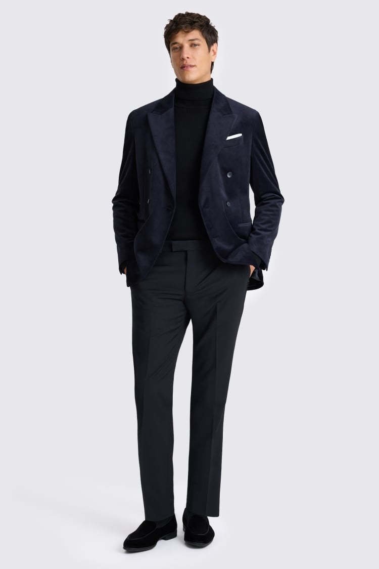 Relaxed Fit Navy Velvet Jacket 