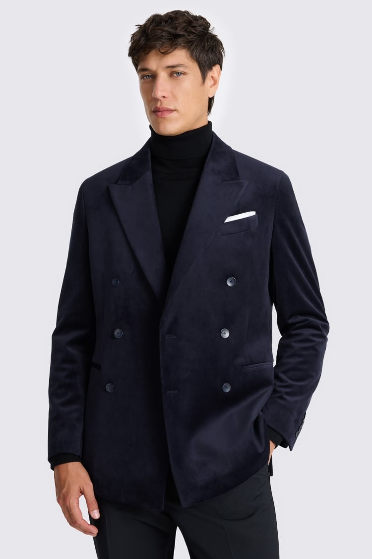 Relaxed Fit Navy Velvet Jacket 