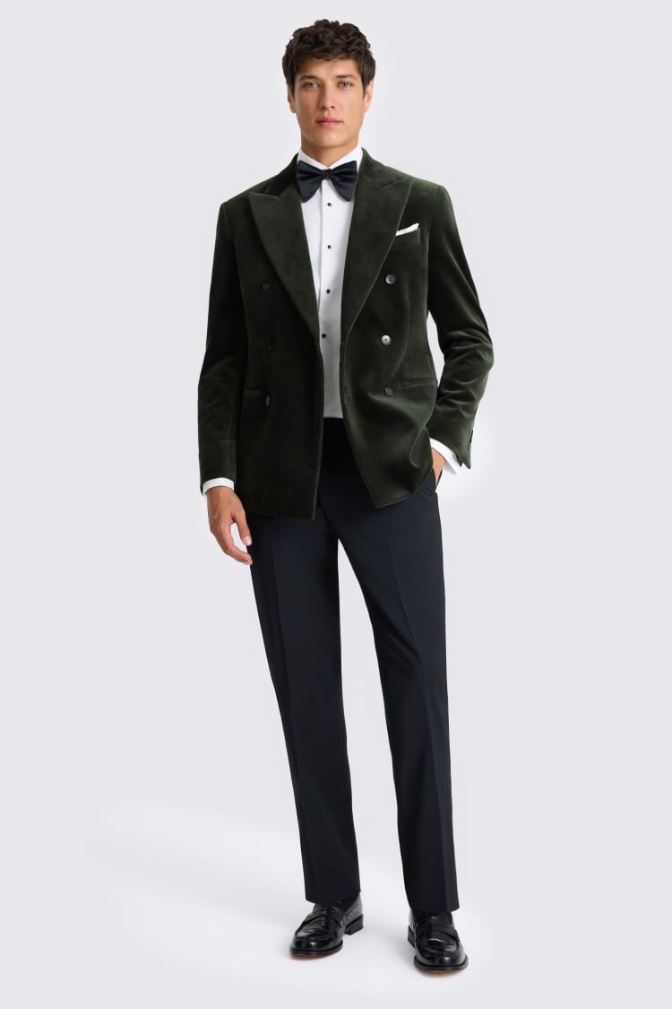 Tailored Fit Dark Green Velvet Jacket 
