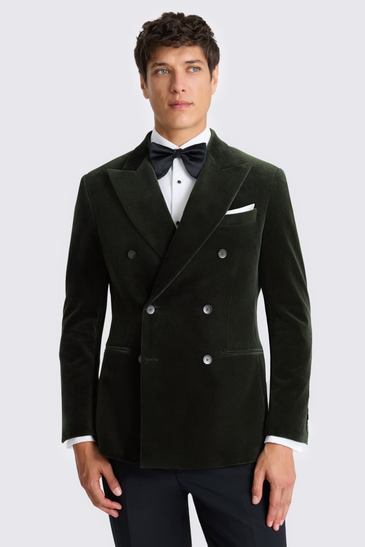 Tailored Fit Dark Green Velvet Jacket 