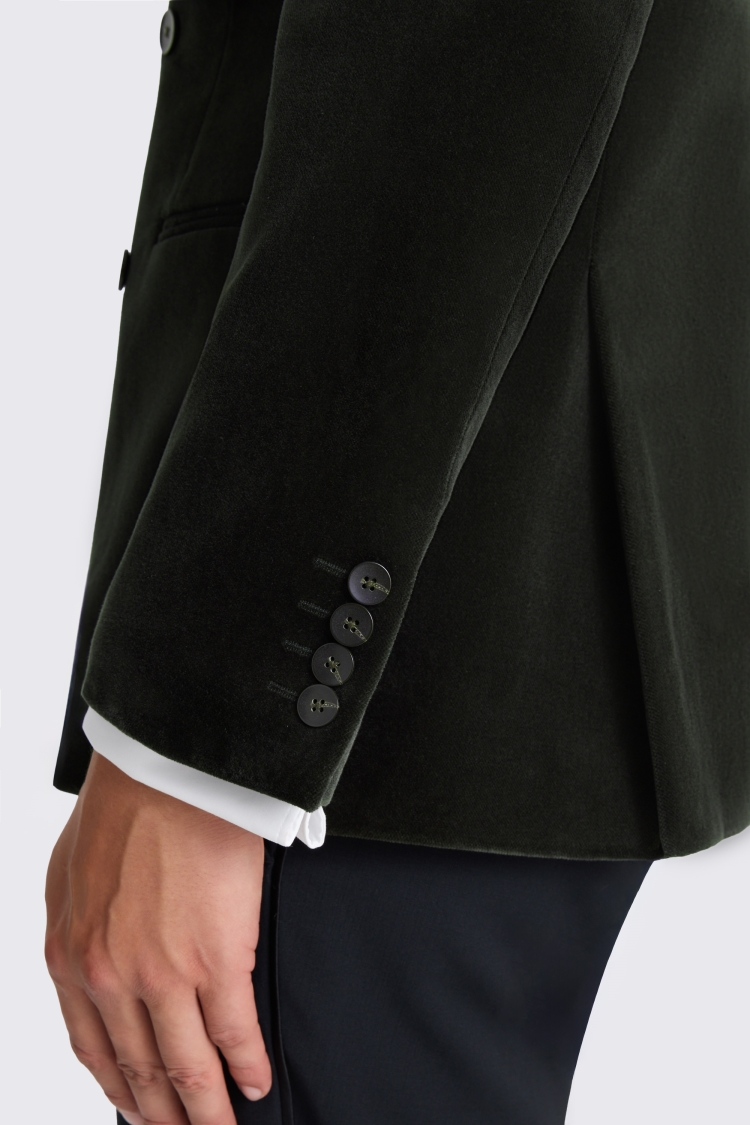 Tailored Fit Dark Green Velvet Jacket