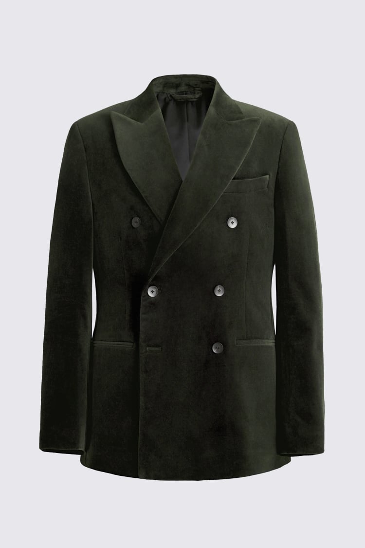 Tailored Fit Dark Green Velvet Jacket