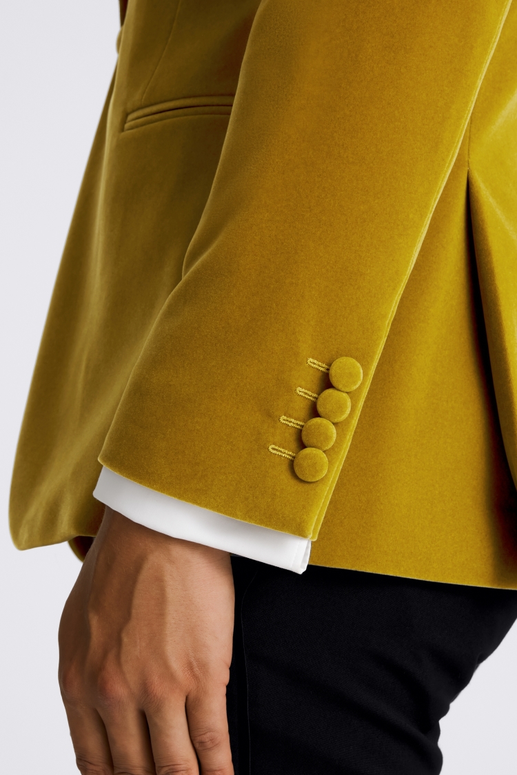 Slim Fit Light Olive Velvet Jacket