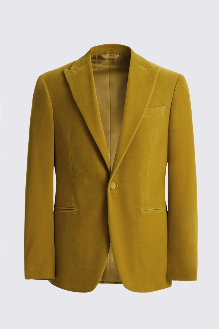 Slim Fit Light Olive Velvet Jacket