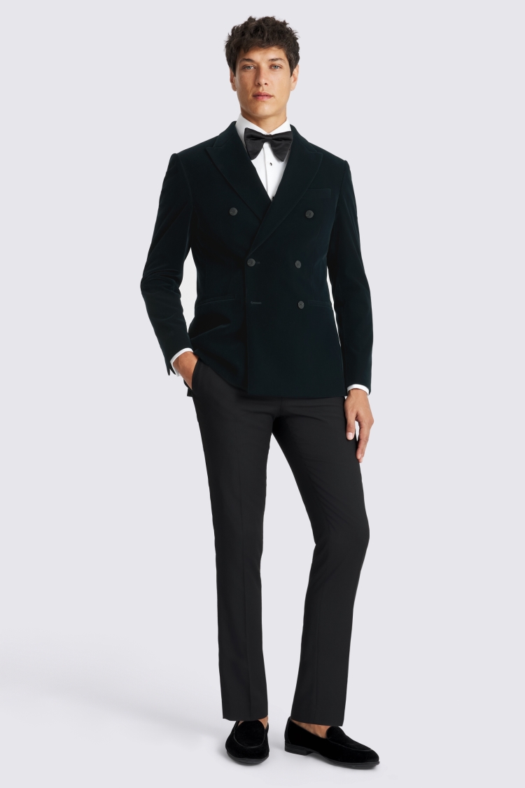 Slim Fit Dark Teal Velvet Jacket