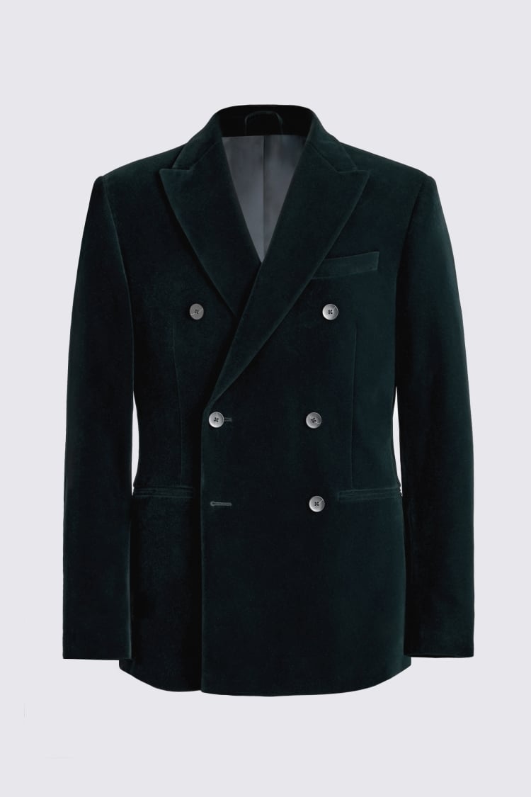 Slim Fit Dark Teal Velvet Jacket