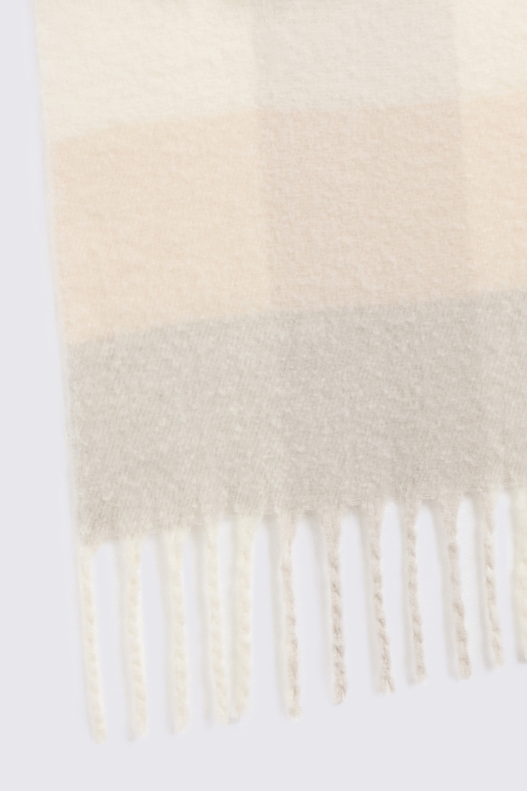 White Oversized Check Scarf