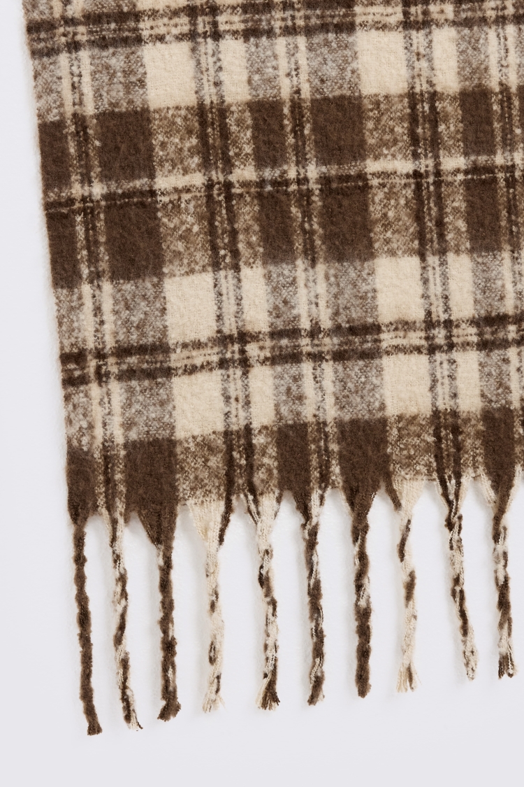 Brown Oversized Check Scarf