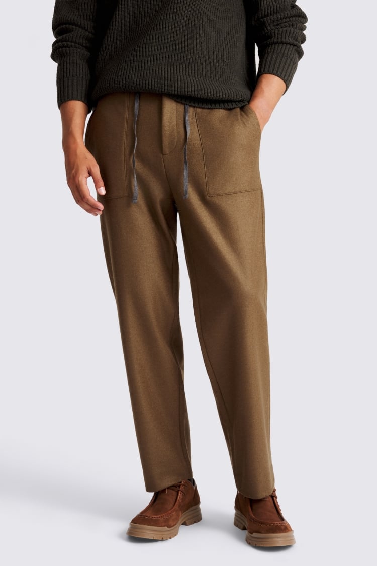 Olive Knitted Drawstring Trousers