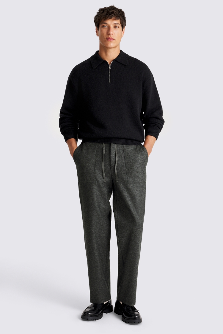 Charcoal Knitted Drawstring Trousers