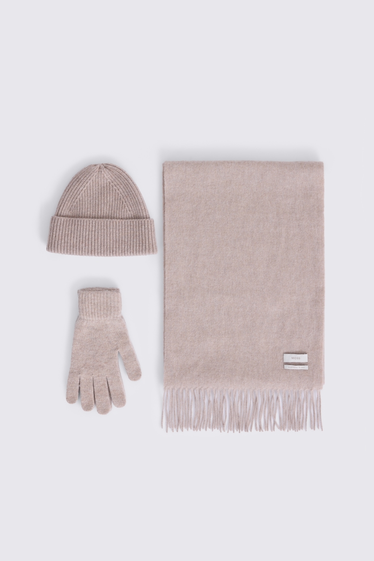 Taupe Melange Cashmere Blend Ribbed Beanie