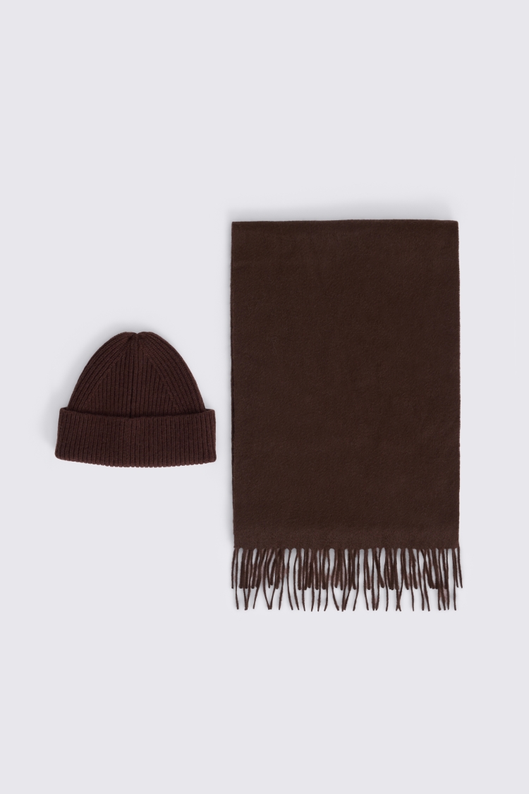 Brown Cashmere Blend Scarf