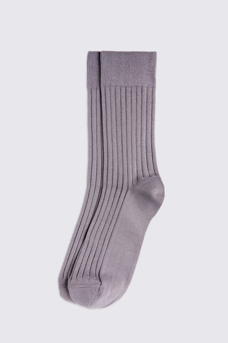 Mauve Mercerised Ribbed Sock