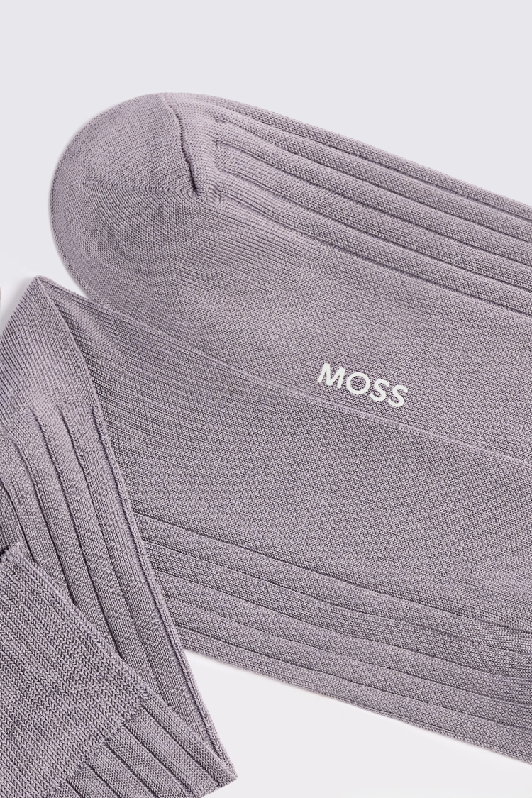 Mauve Mercerised Ribbed Sock