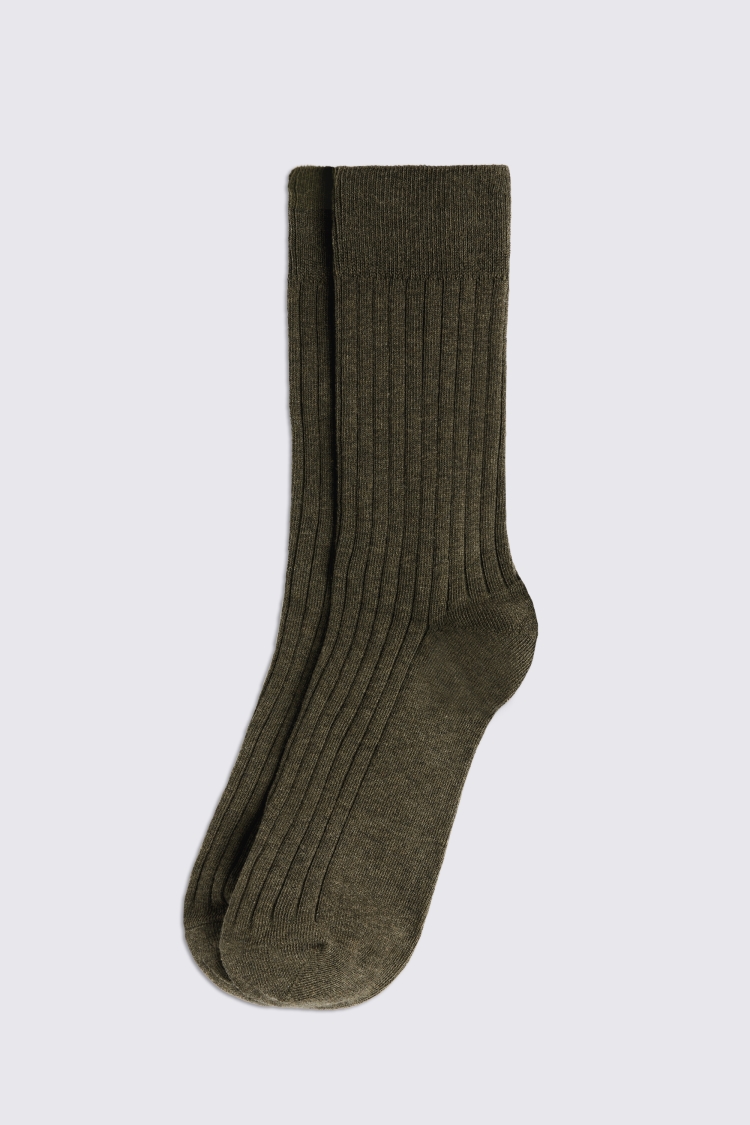 Dark Olive Melange Socks