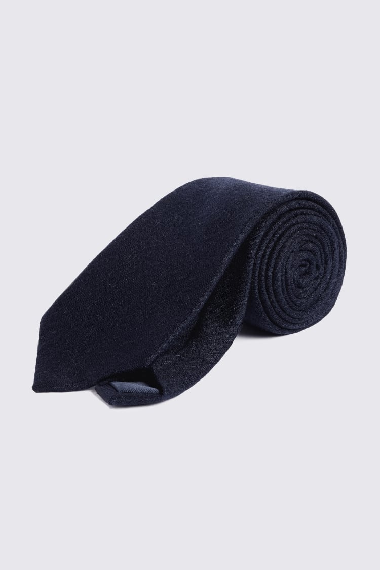 Navy Silk Wool Tie