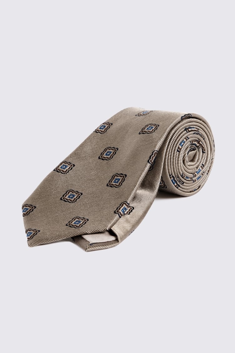 Light Gold Silk Medallion Tie
