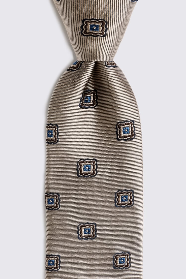 Light Gold Silk Medallion Tie