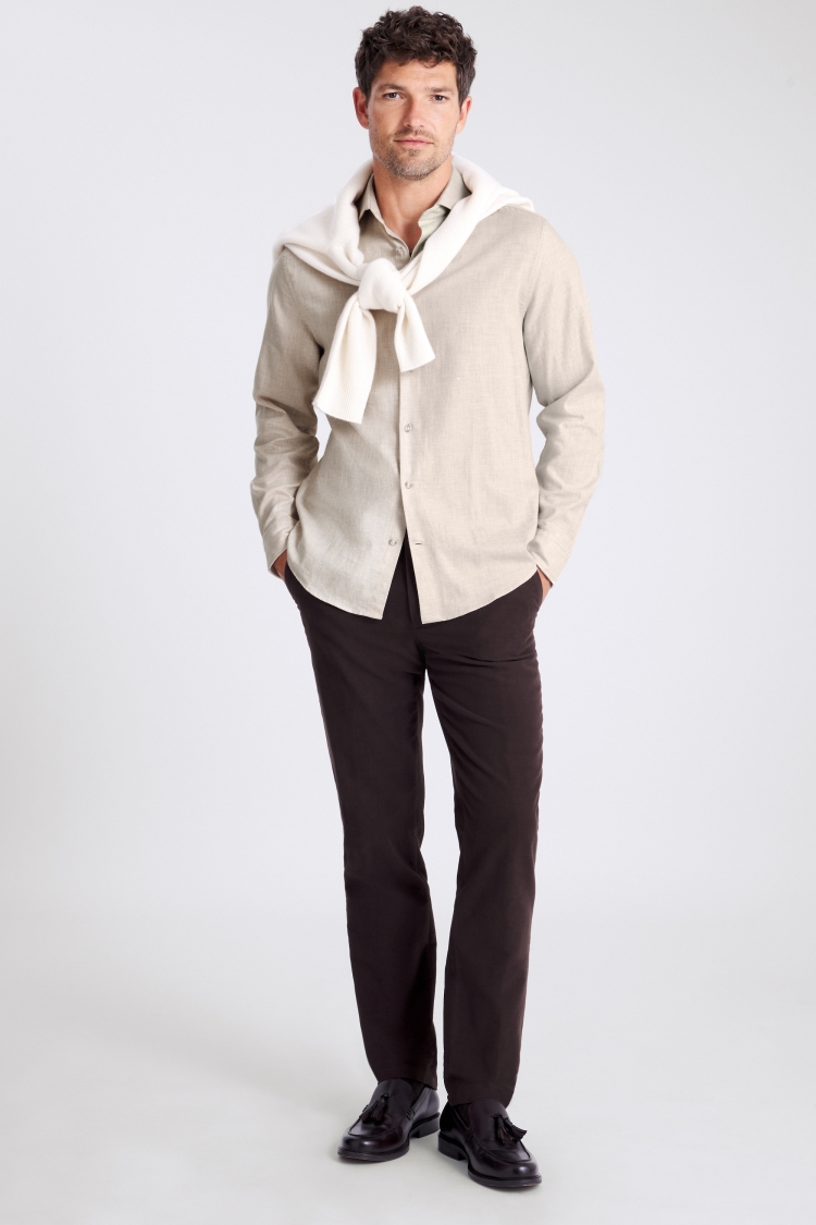 Oatmeal Brushed Melange Shirt