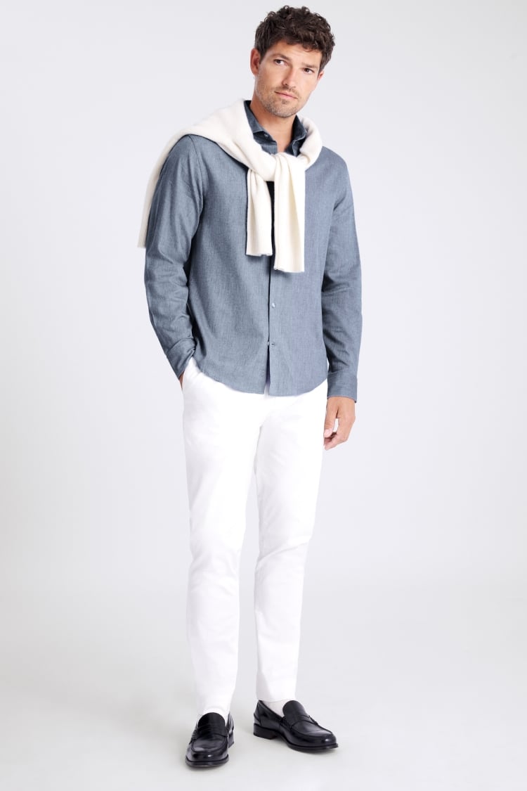 Denim Blue Brushed Melange Shirt