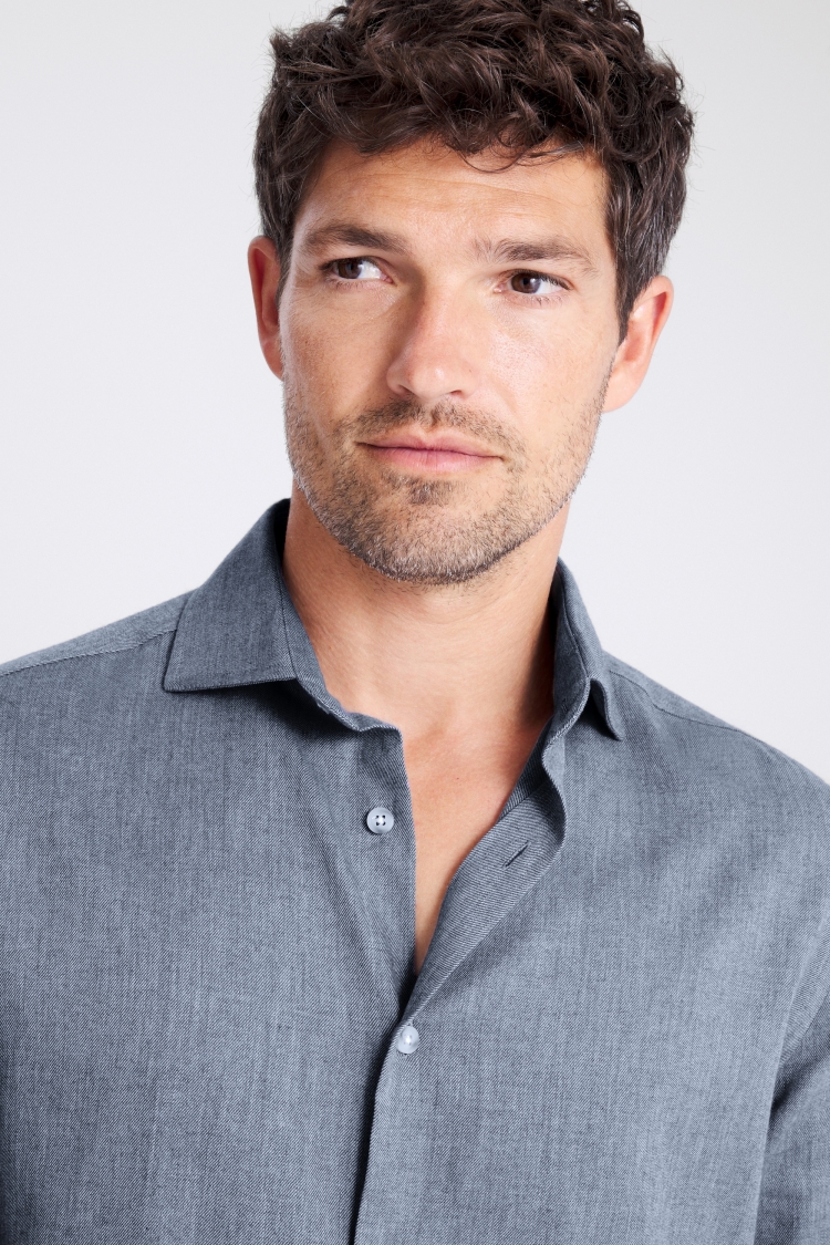 Denim Blue Brushed Melange Shirt