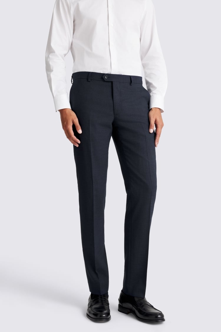 Slim Fit Navy Puppytooth Pants 