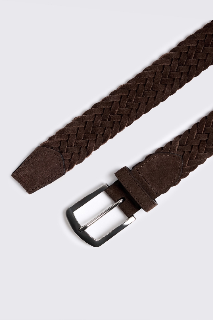 Brown Suede Woven Belt