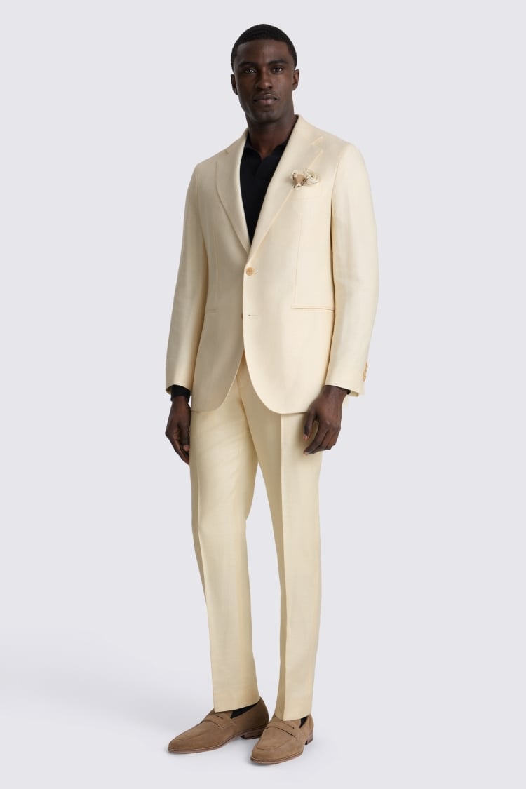 Italian Tailored Fit Off White Twill Suit