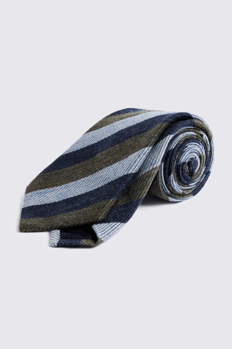Italian Green & Blue Stripe Tie
