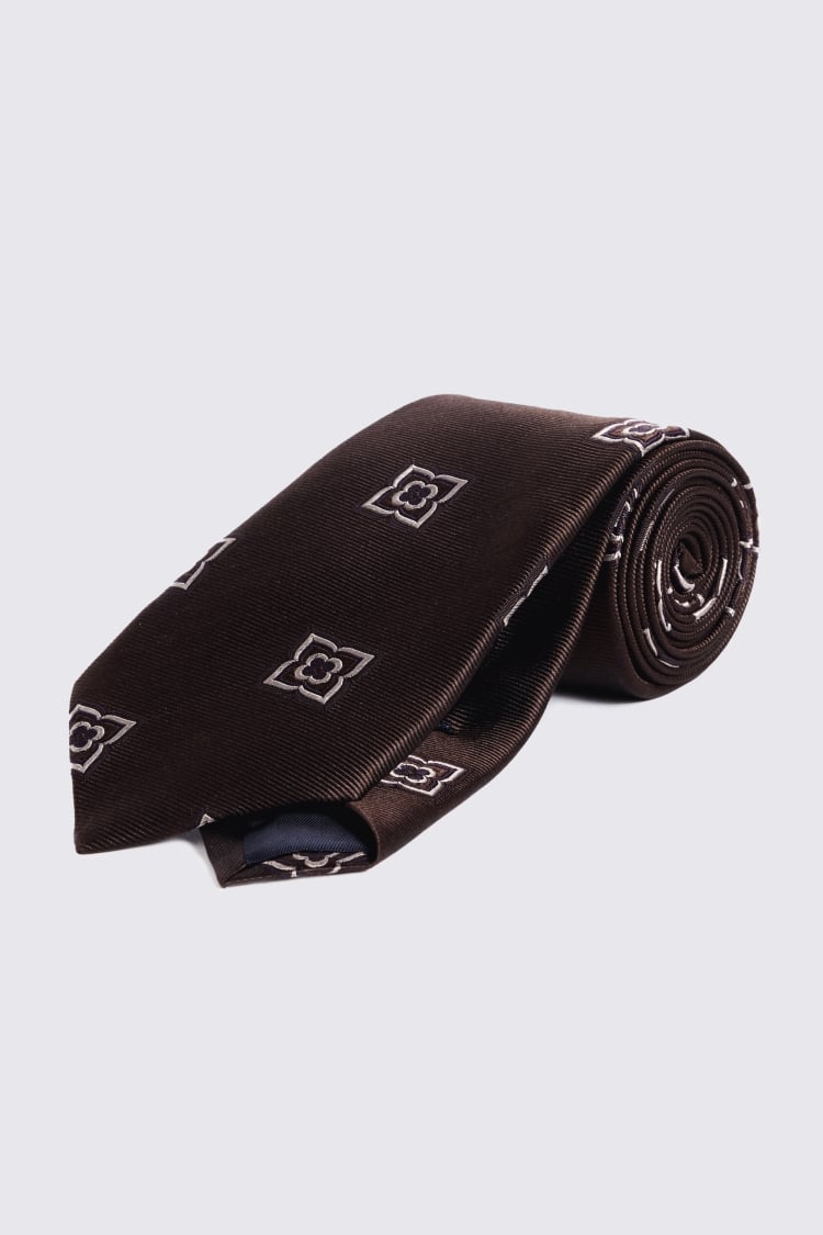 Italian Dark Brown & Purple Silk Medallion Tie