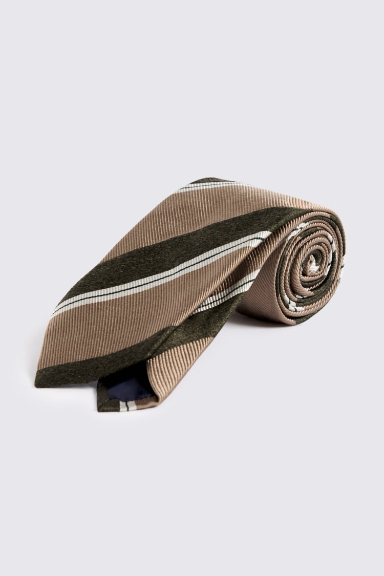 Italian Gold & Green Silk Stripe Tie