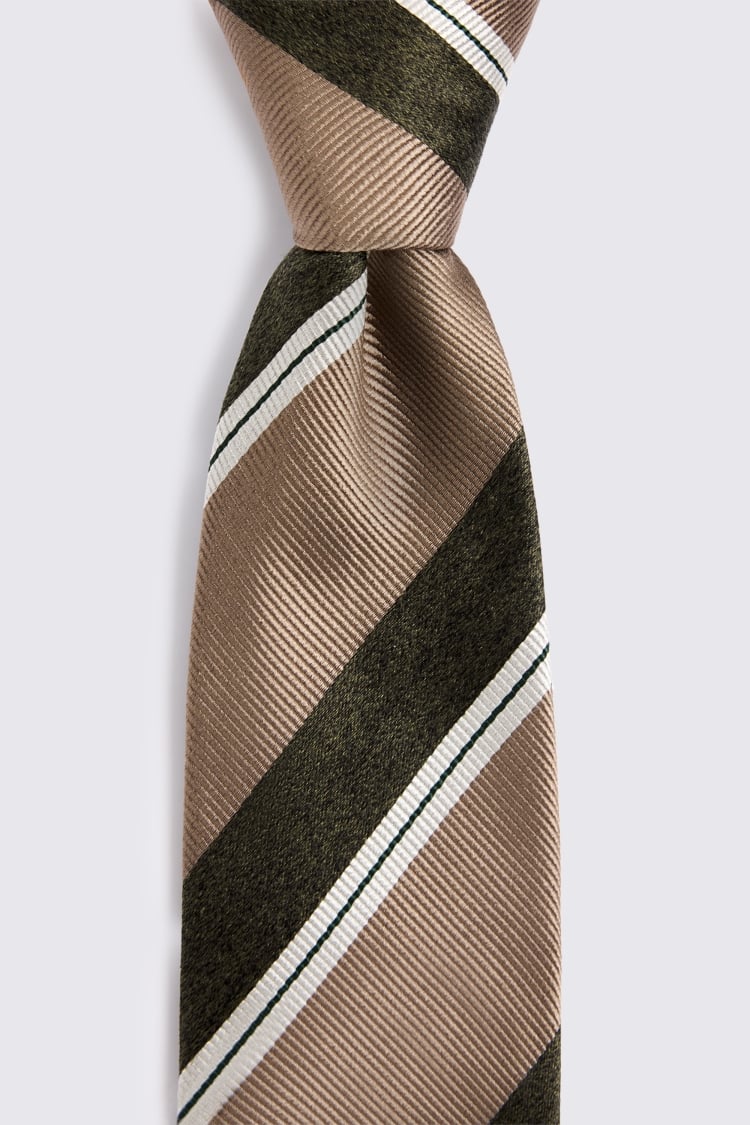 Italian Gold & Green Silk Stripe Tie