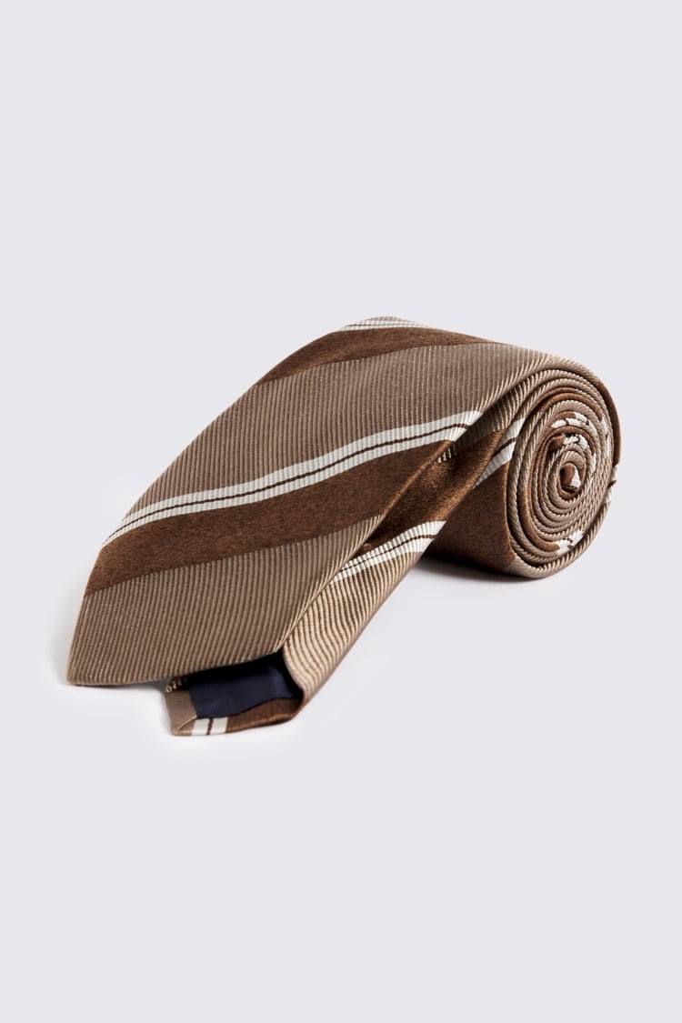 Italian Gold & Copper Silk Stripe Tie