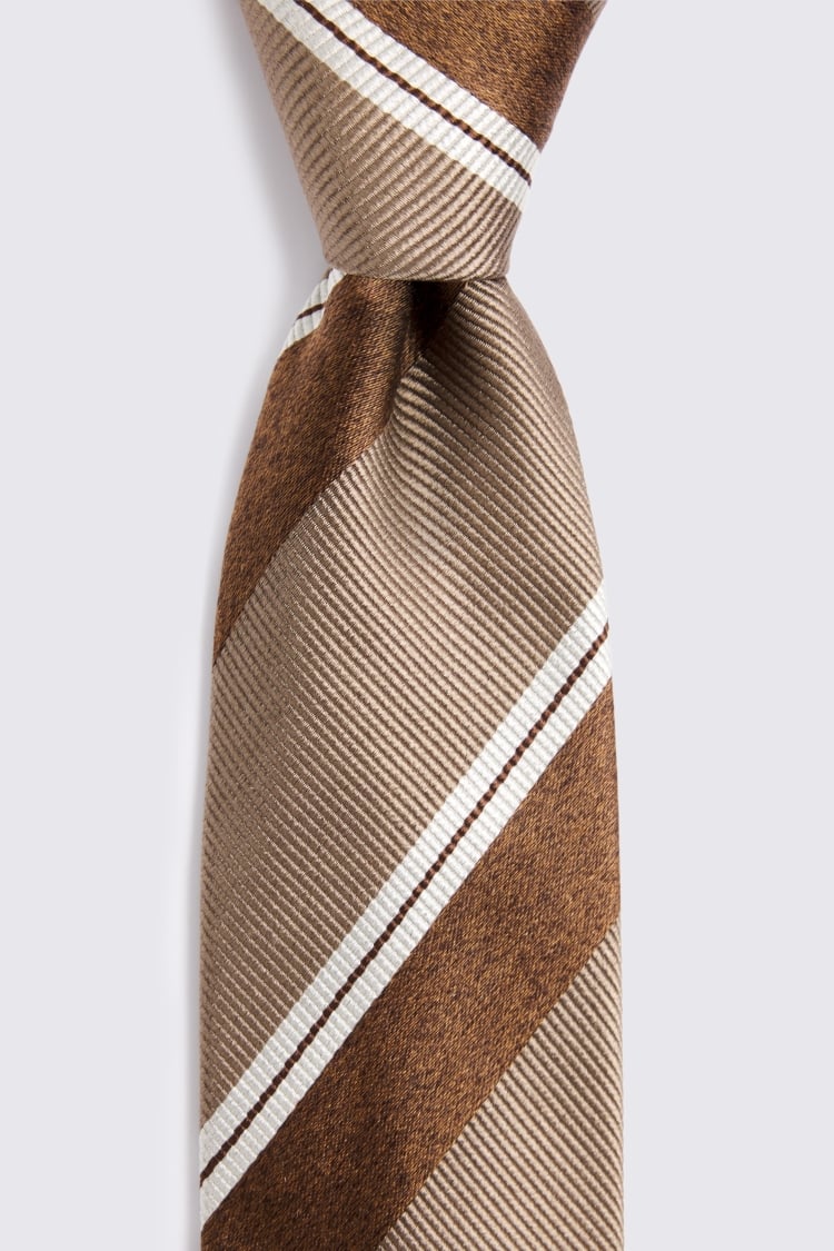 Italian Gold & Copper Silk Stripe Tie