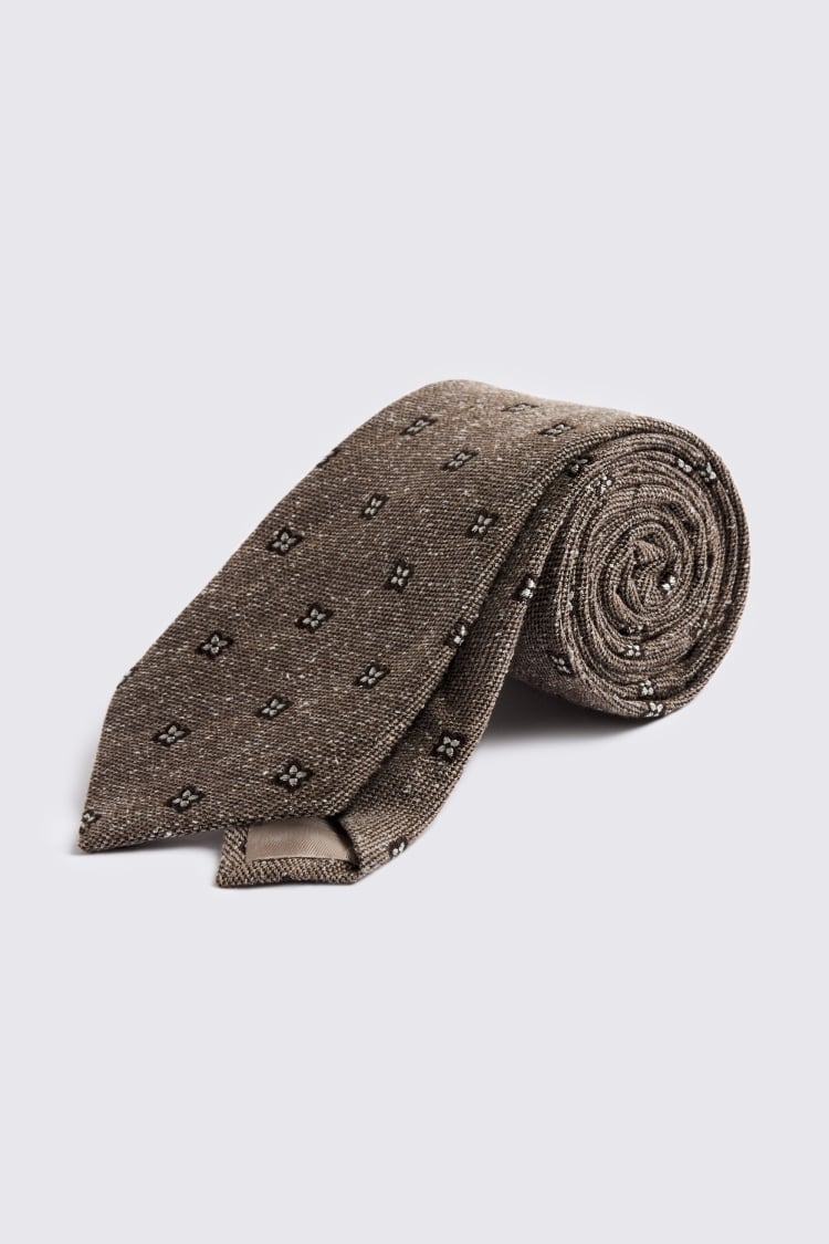 Italian Dark Neutral & Brown Floral Tie
