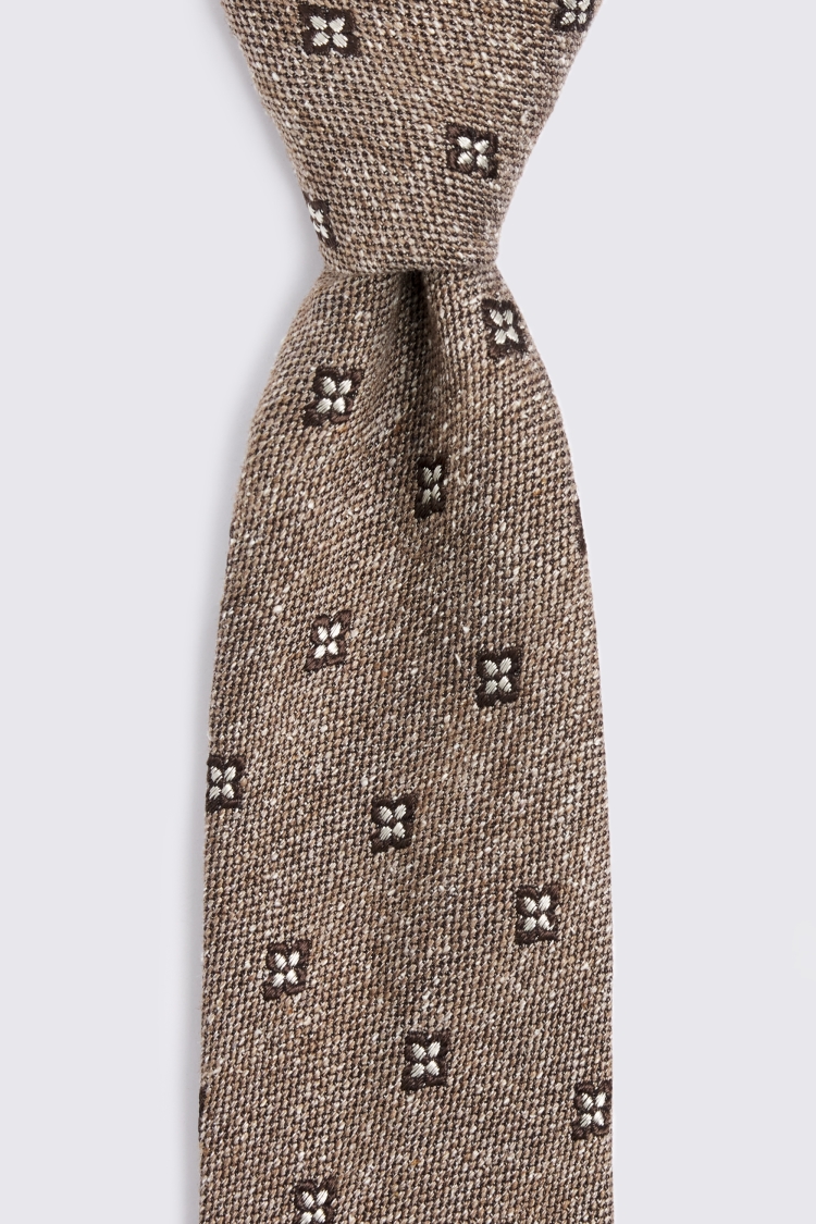 Italian Dark Neutral & Brown Floral Tie