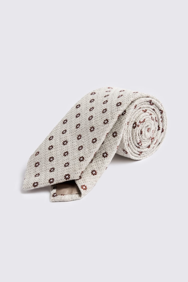 Italian Neutral & Copper Ditsy Floral Tie