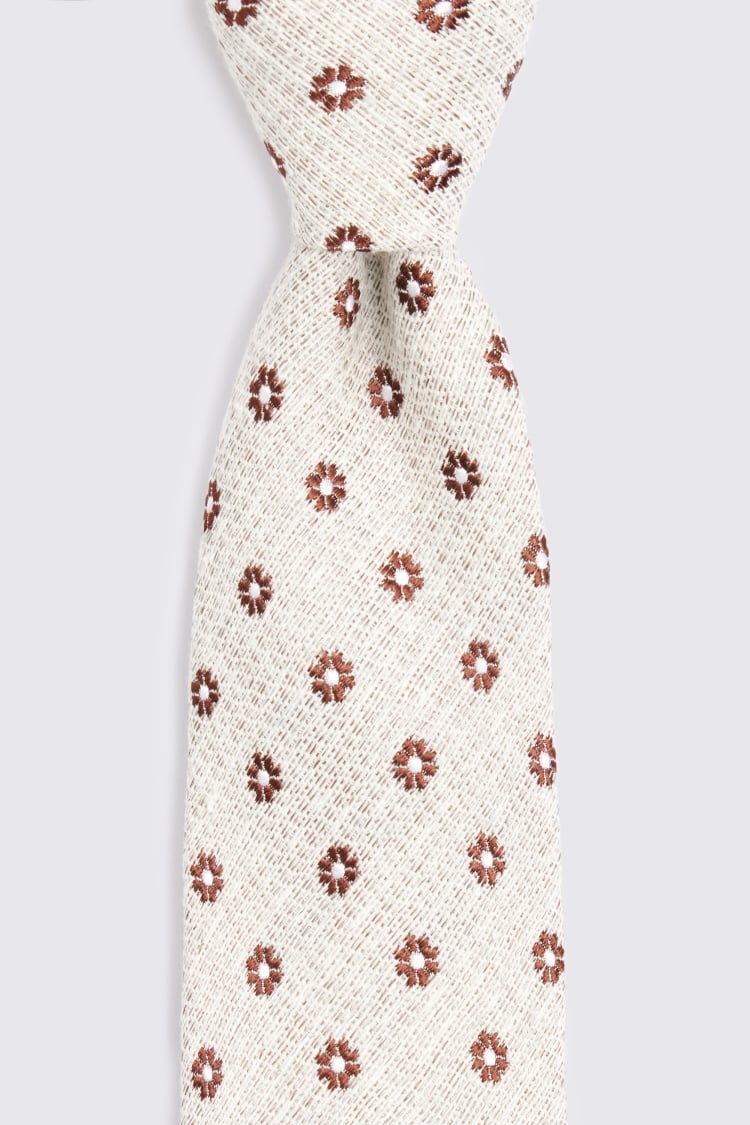 Italian Neutral & Copper Ditsy Floral Tie