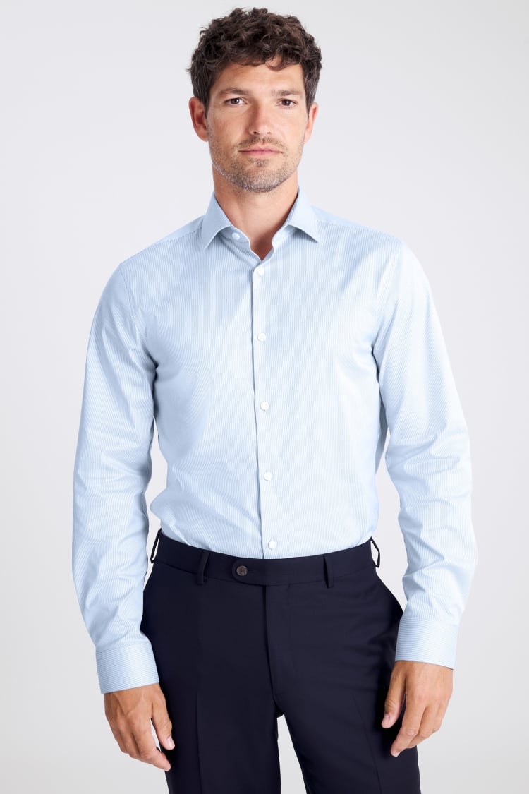 Slim Fit Sky Stretch Stripe Shirt