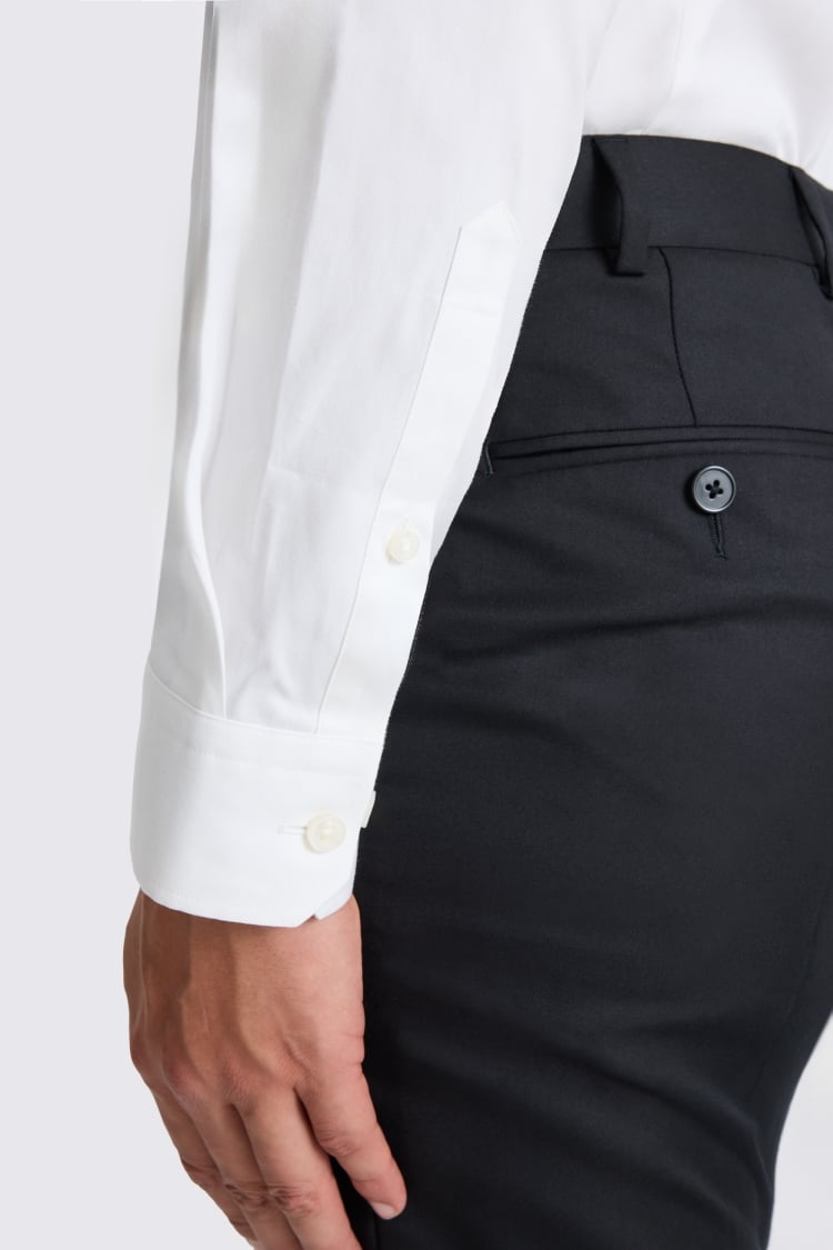 Slim Fit White Peached Pinpoint Oxford Shirt