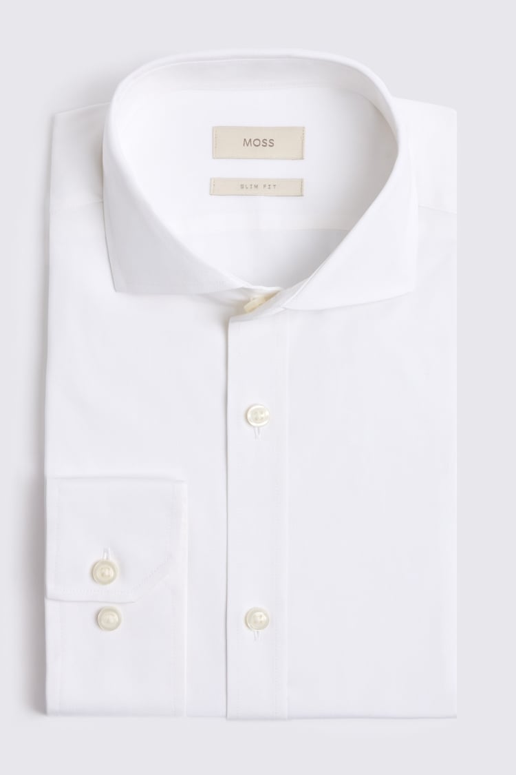 Slim Fit White Peached Pinpoint Oxford Shirt