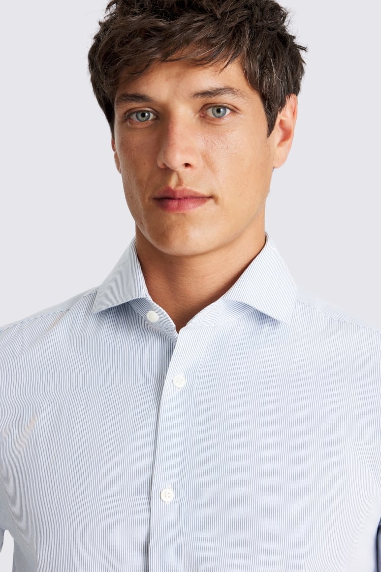 Tailored Fit Navy Narrow Stripe Shirt