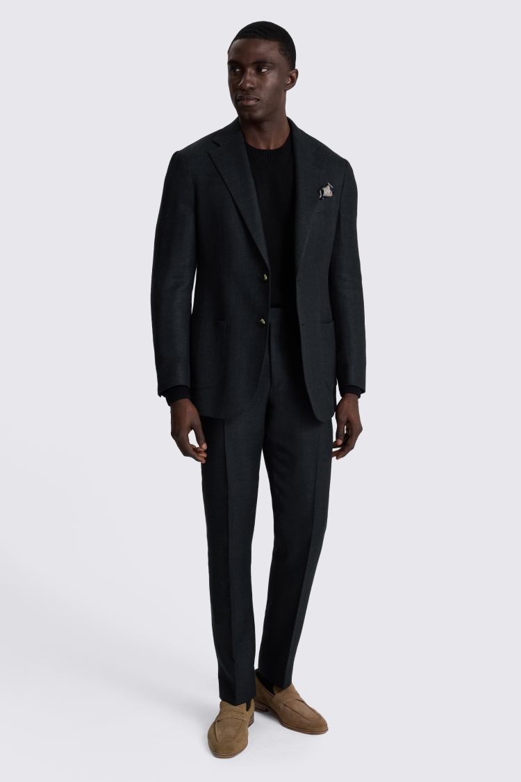 Italian Tailored Fit Black Twill Suit