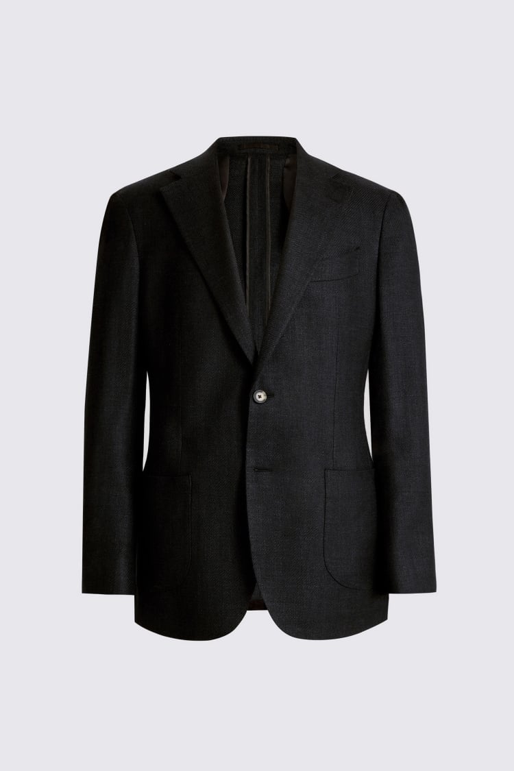 Italian Tailored Fit Black Twill Jacket